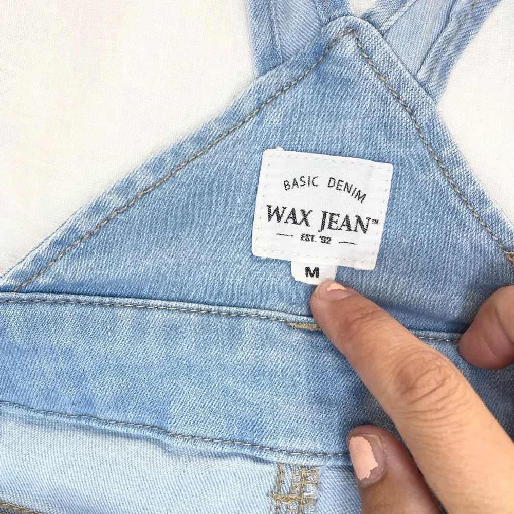 Wax Jeans Women's Juniors Ankle Length Skinny Leg Denim Overalls - Picture 11 of 15